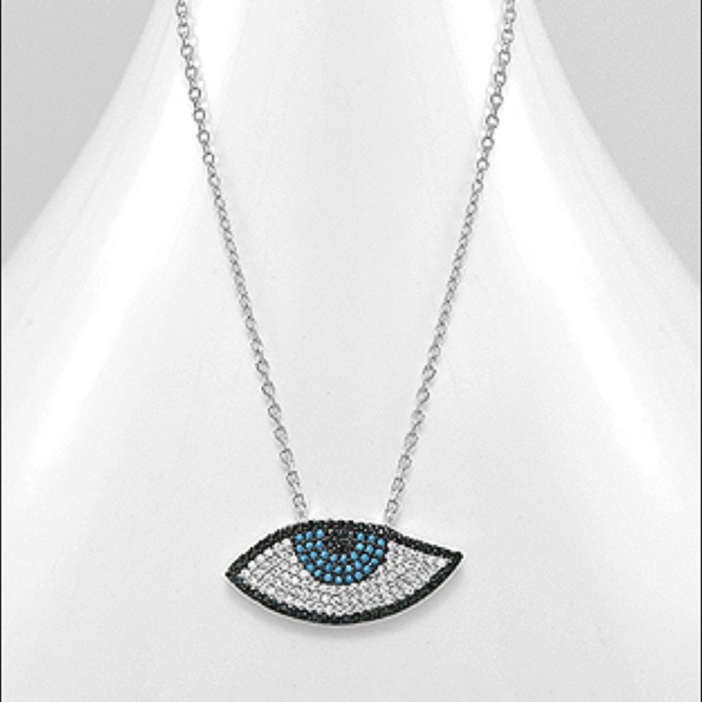 Stunning Sterling silver evil eye necklace